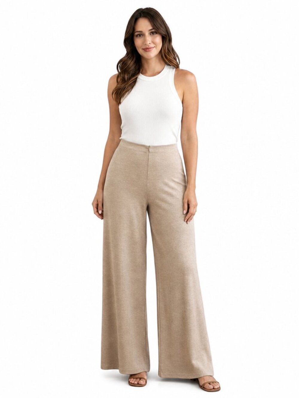 Brand New Mango Beige Wide-Leg Pants | Side Zip | Size M | Chic & Timeless